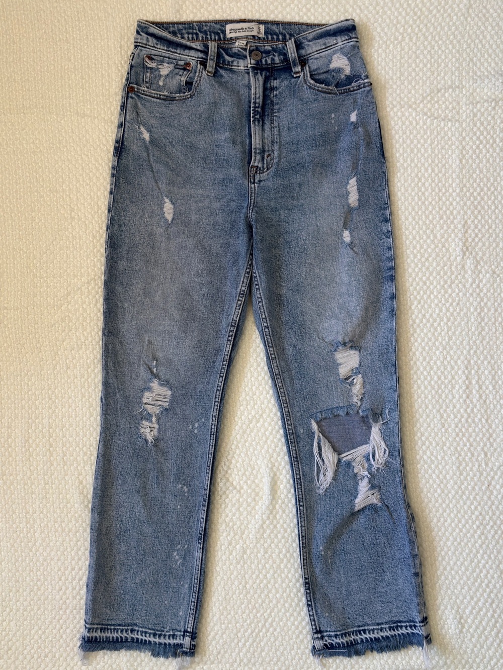 Abercrombie Curve Love Ankle Straight High Rise Jeans Size 27 Light Wash Denim